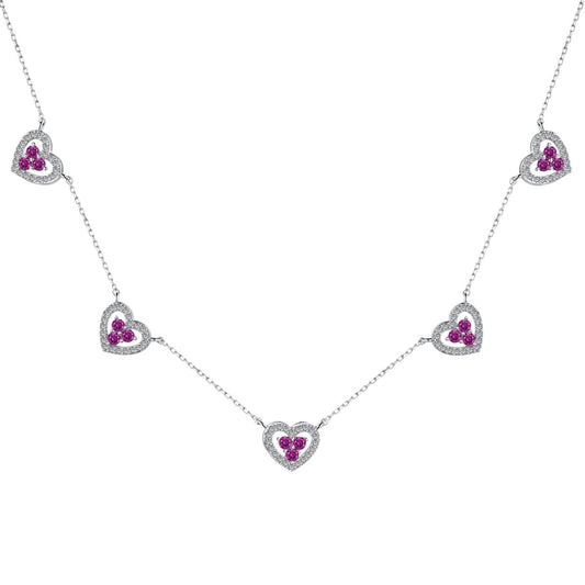 [Luxe Jewelry]Sparkling Five Heart Necklace