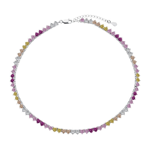 [Luxe Jewelry]Sparkling Colorful Full Heart Tennis Necklace
