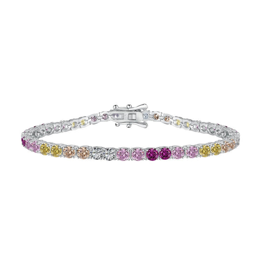 [Luxe Jewelry]Radiant Colorful Round Cut Tennis Bracelet