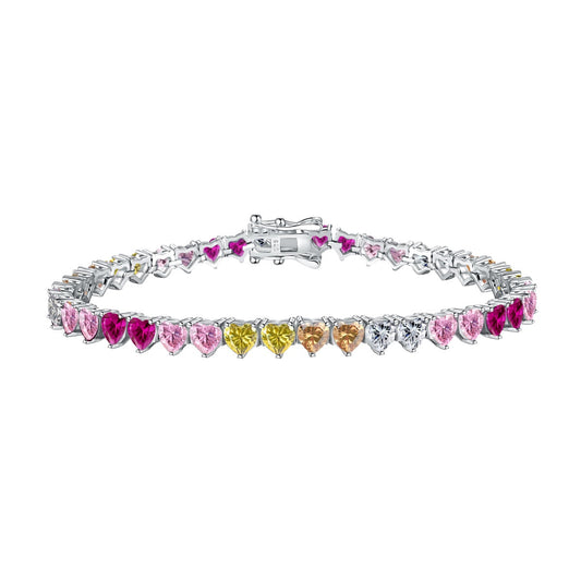 [Luxe Jewelry]Luxurious Colorful Romantic Heart Shape Lover Bracelet