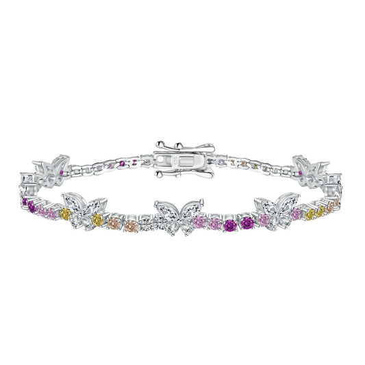 [Luxe Jewelry]Ornate Colorful Butterfly Shape Round Cut Daily Bracelet